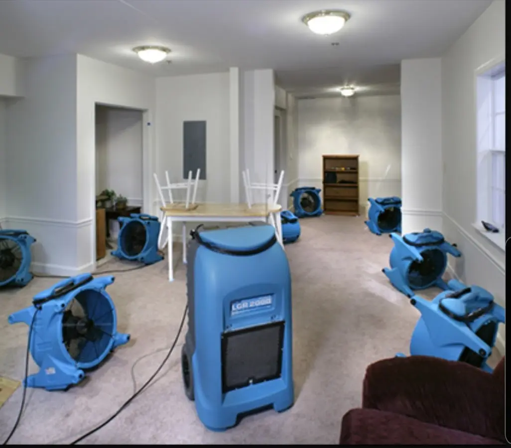 Air movers and dehumidifier setup for Water Extraction & Removal in Eagle Mountain